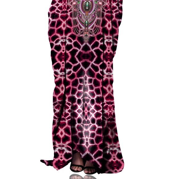 Animal Print Kaftan Dress - Designer Kaftans 70% OFF - Brand New - Picture 2 of 3